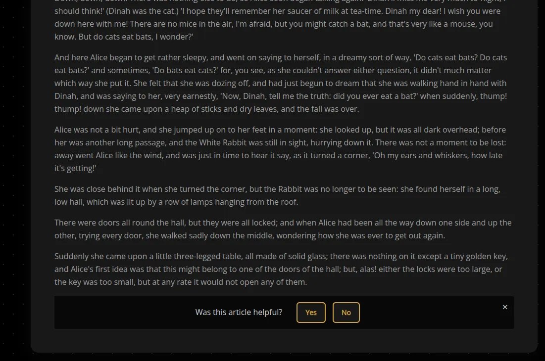 Feedback popup example