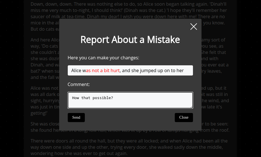 Mistake report form example
